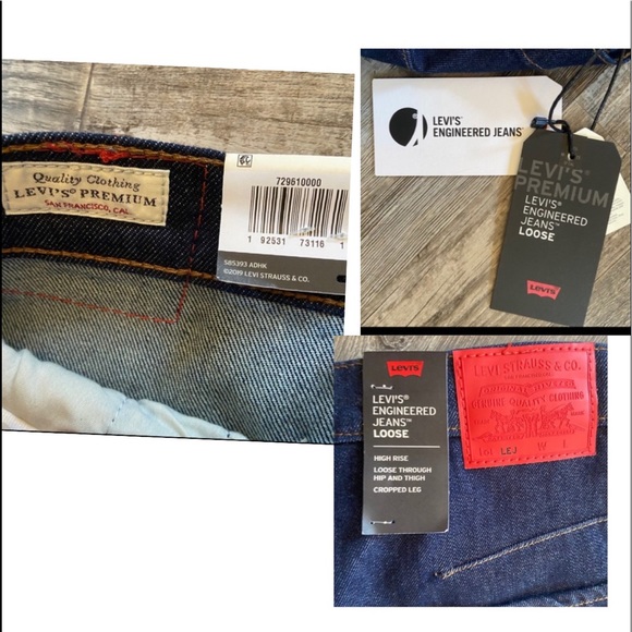 NEW LEVI'S Engineered Premium High Rise Loose Cropped Wide Leg Denim Jeans - Picture 15 of 16